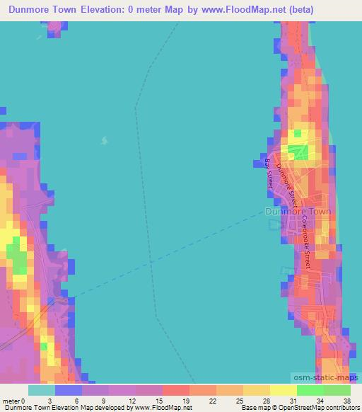 Dunmore Town,Bahamas Elevation Map