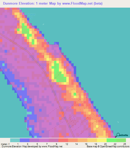 Dunmore,Bahamas Elevation Map