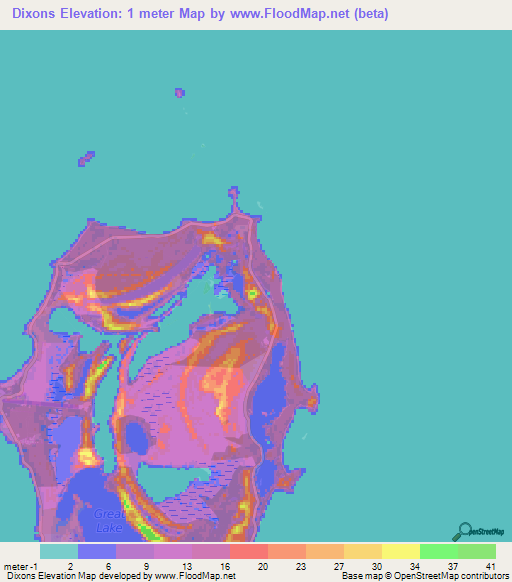 Dixons,Bahamas Elevation Map