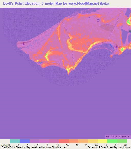 Devil's Point,Bahamas Elevation Map