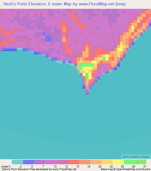 Devil's Point,Bahamas Elevation Map