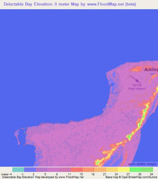Delectable Bay,Bahamas Elevation Map