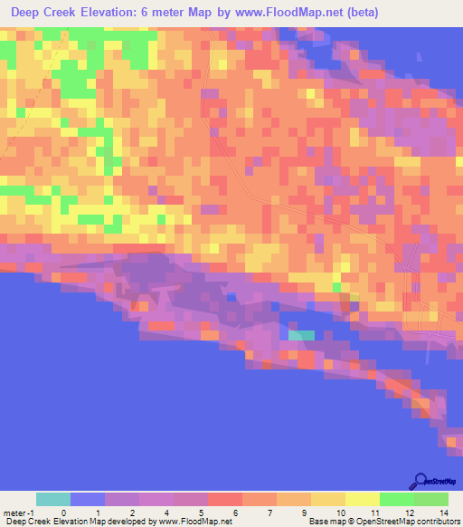 Deep Creek,Bahamas Elevation Map