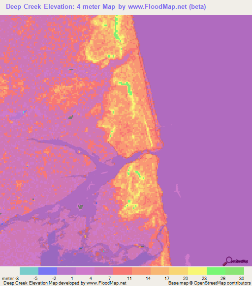 Deep Creek,Bahamas Elevation Map