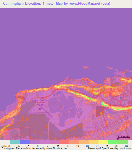 Cunningham,Bahamas Elevation Map
