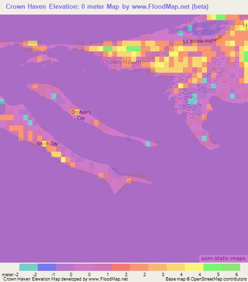 Crown Haven,Bahamas Elevation Map