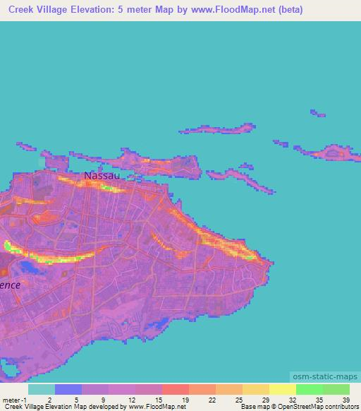 Creek Village,Bahamas Elevation Map