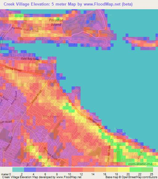 Creek Village,Bahamas Elevation Map