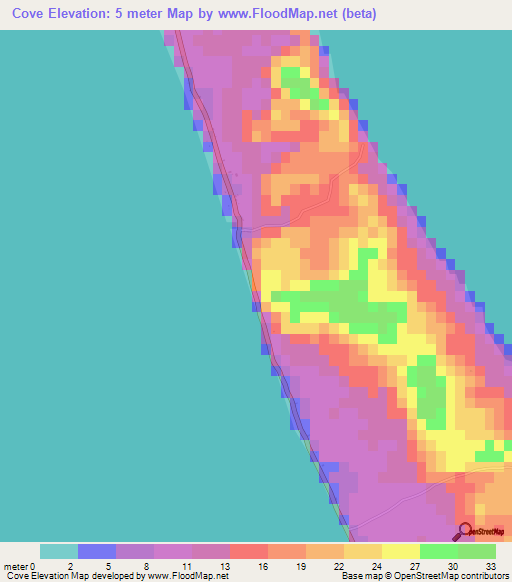 Cove,Bahamas Elevation Map