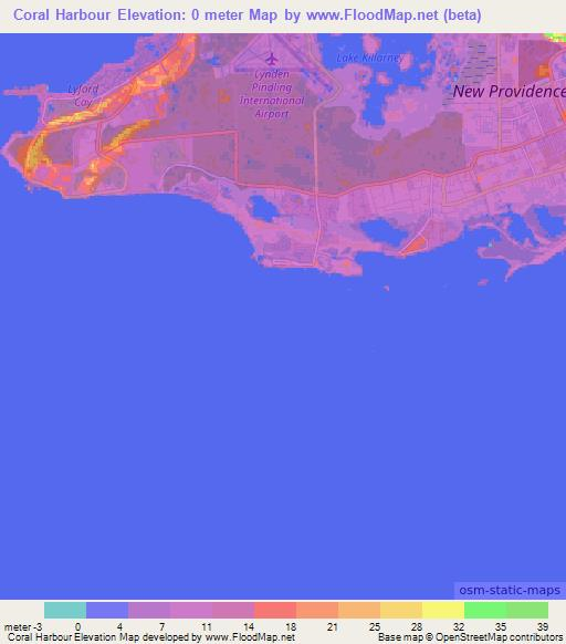 Coral Harbour,Bahamas Elevation Map