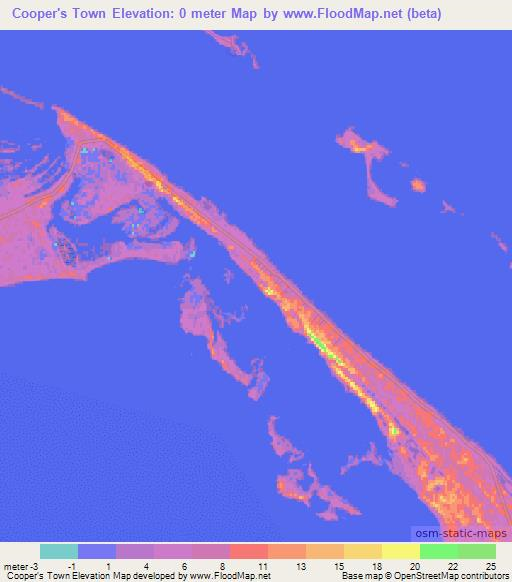 Cooper's Town,Bahamas Elevation Map