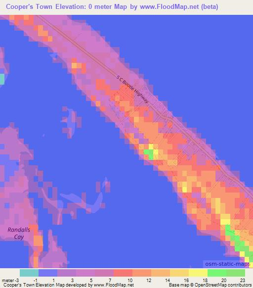 Cooper's Town,Bahamas Elevation Map