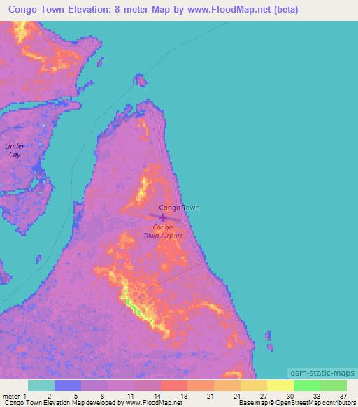 Congo Town,Bahamas Elevation Map