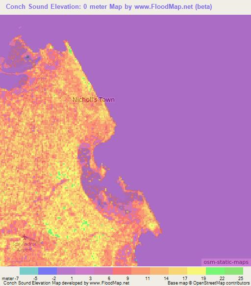 Conch Sound,Bahamas Elevation Map