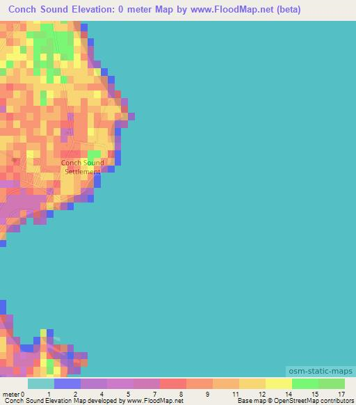 Conch Sound,Bahamas Elevation Map