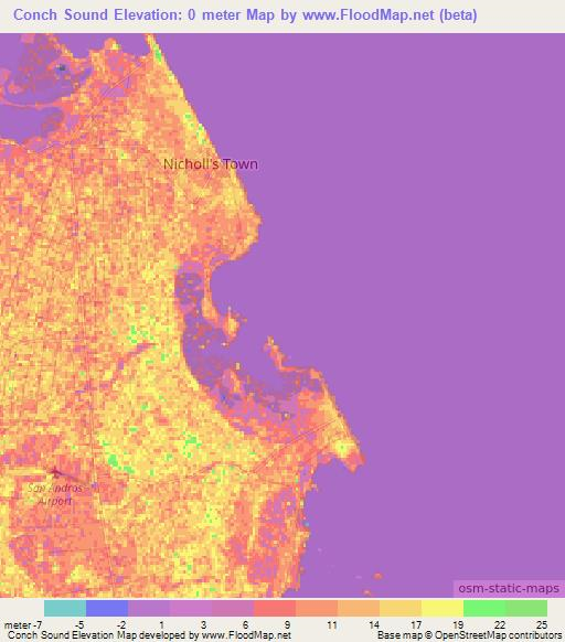Conch Sound,Bahamas Elevation Map