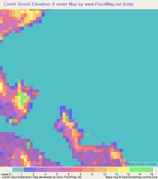 Conch Sound,Bahamas Elevation Map