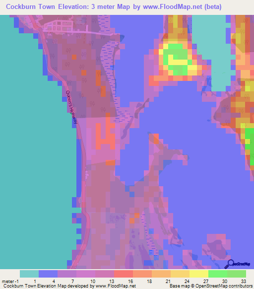 Cockburn Town,Bahamas Elevation Map