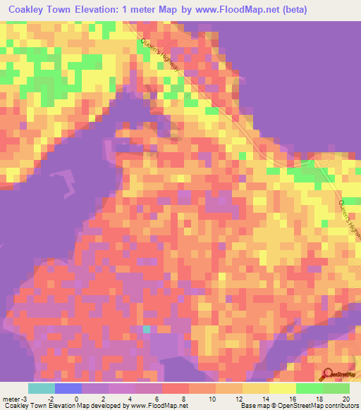 Coakley Town,Bahamas Elevation Map