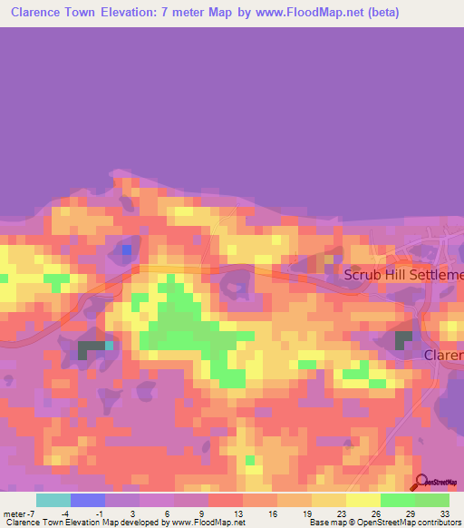 Clarence Town,Bahamas Elevation Map