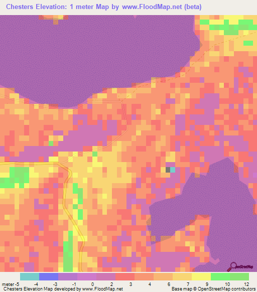 Chesters,Bahamas Elevation Map