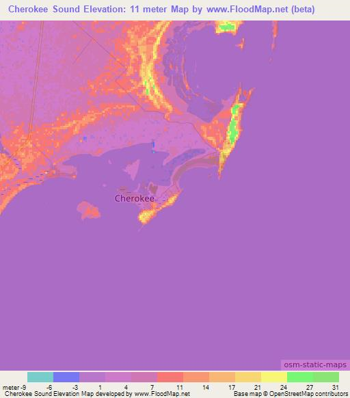Cherokee Sound,Bahamas Elevation Map