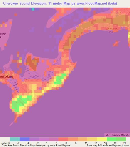 Cherokee Sound,Bahamas Elevation Map
