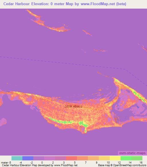 Cedar Harbour,Bahamas Elevation Map