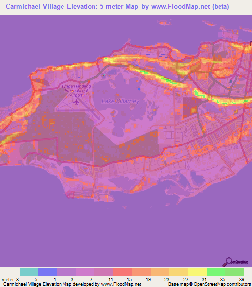 Carmichael Village,Bahamas Elevation Map