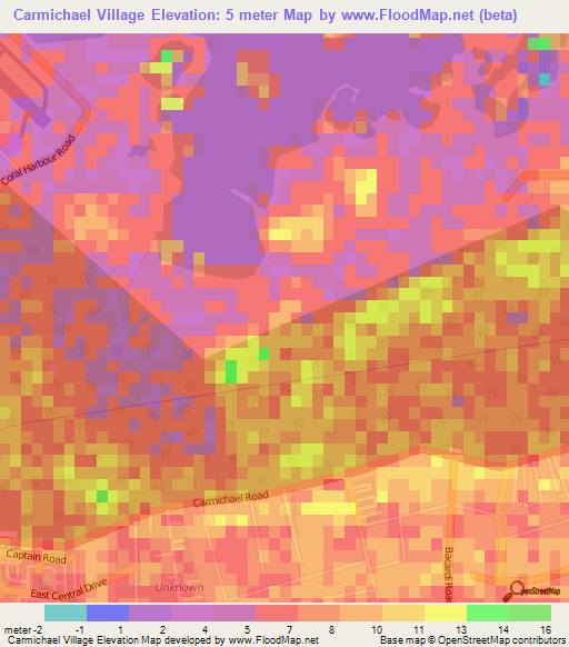 Carmichael Village,Bahamas Elevation Map