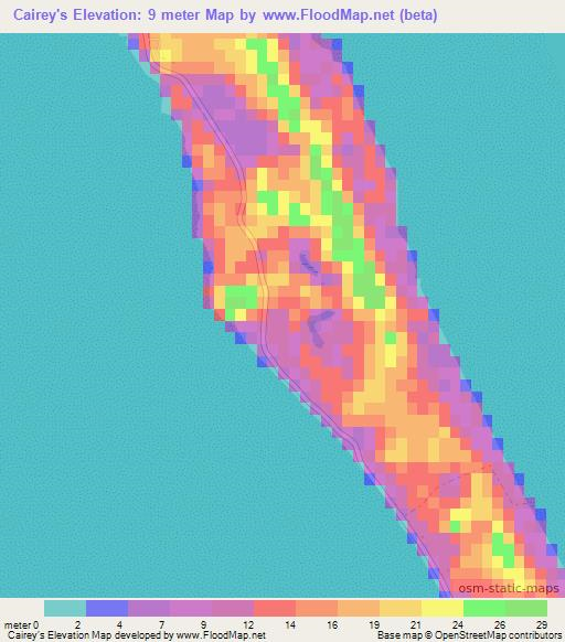 Cairey's,Bahamas Elevation Map