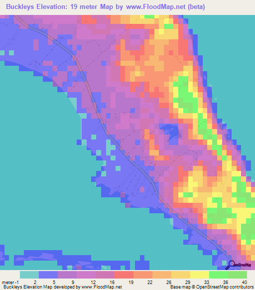 Buckleys,Bahamas Elevation Map