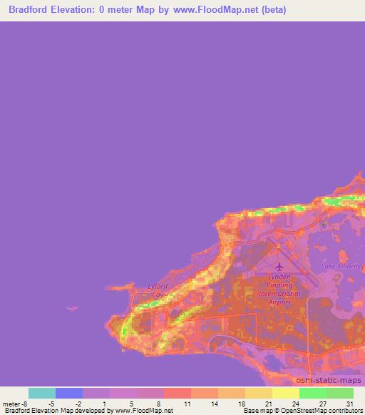 Bradford,Bahamas Elevation Map