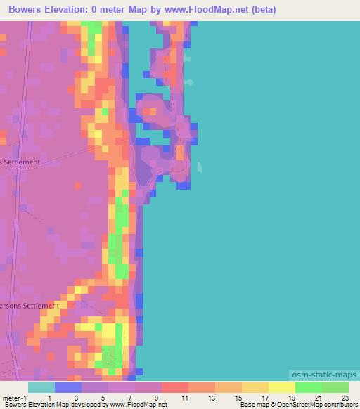 Bowers,Bahamas Elevation Map