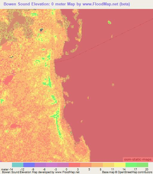 Bowen Sound,Bahamas Elevation Map