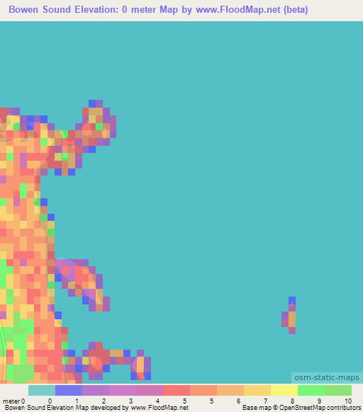 Bowen Sound,Bahamas Elevation Map