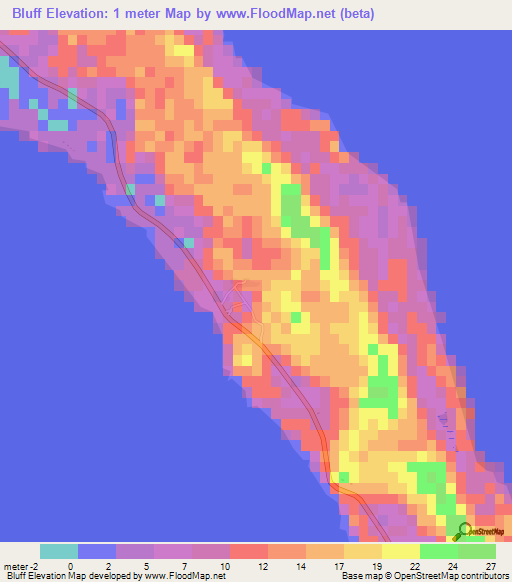 Bluff,Bahamas Elevation Map
