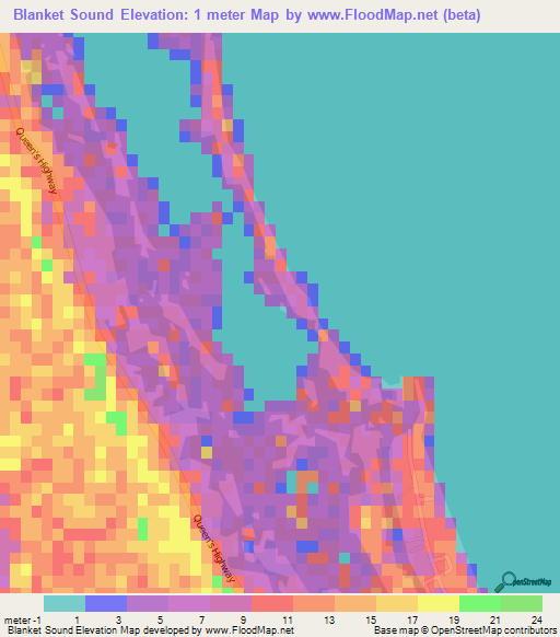 Blanket Sound,Bahamas Elevation Map