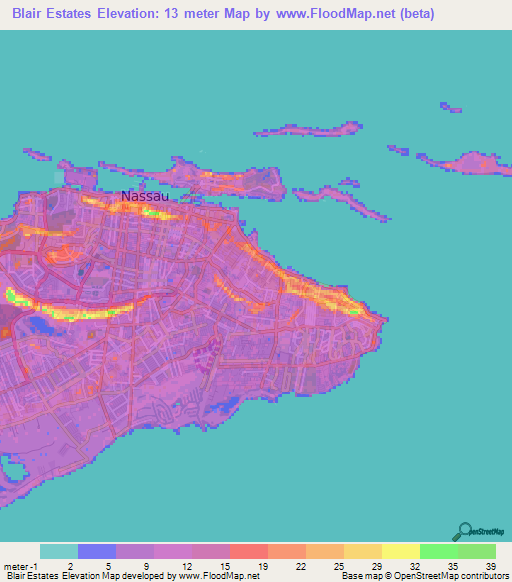 Blair Estates,Bahamas Elevation Map