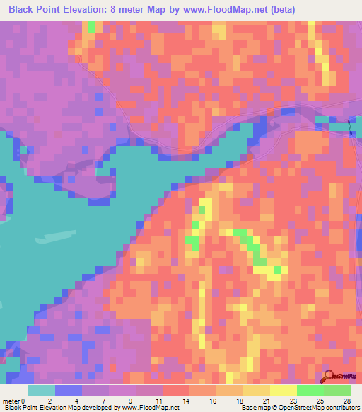 Black Point,Bahamas Elevation Map