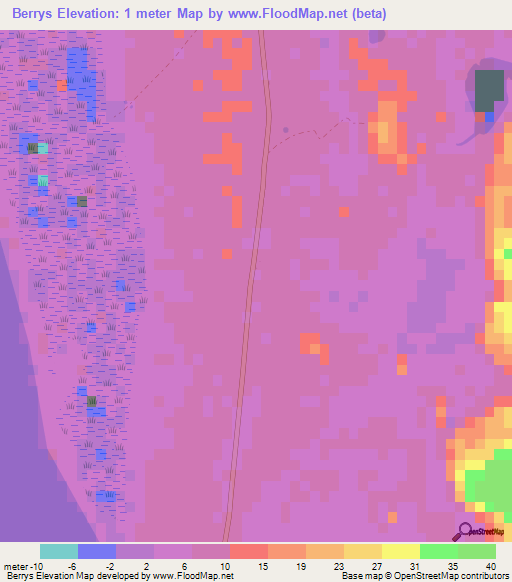 Berrys,Bahamas Elevation Map
