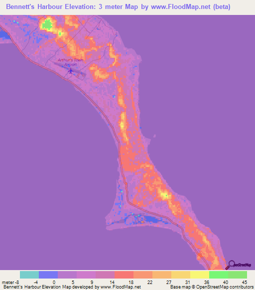 Bennett's Harbour,Bahamas Elevation Map