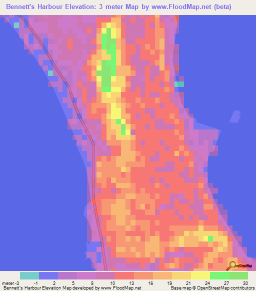 Bennett's Harbour,Bahamas Elevation Map