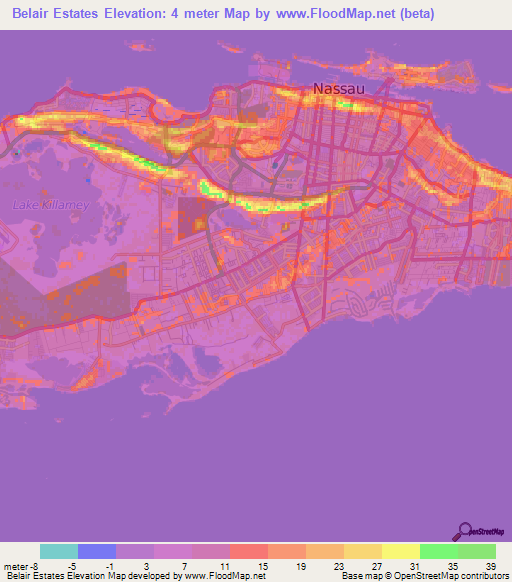 Belair Estates,Bahamas Elevation Map
