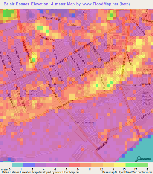 Belair Estates,Bahamas Elevation Map