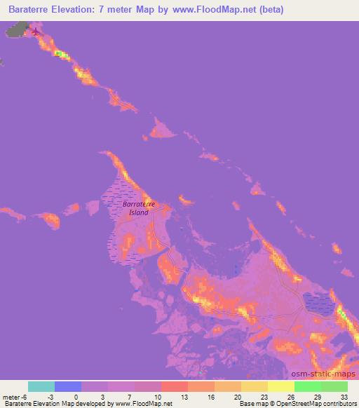 Baraterre,Bahamas Elevation Map