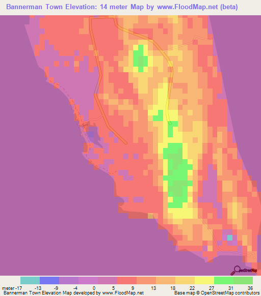 Bannerman Town,Bahamas Elevation Map