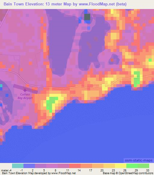 Bain Town,Bahamas Elevation Map