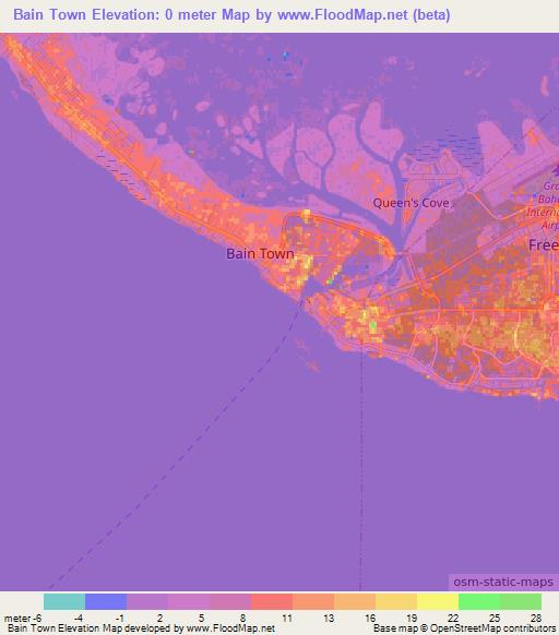 Bain Town,Bahamas Elevation Map