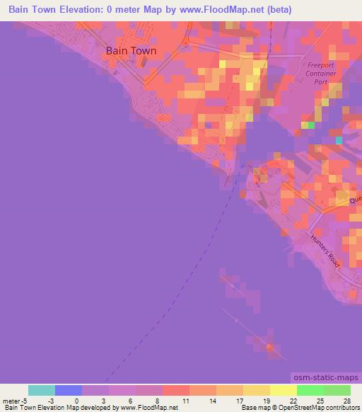 Bain Town,Bahamas Elevation Map